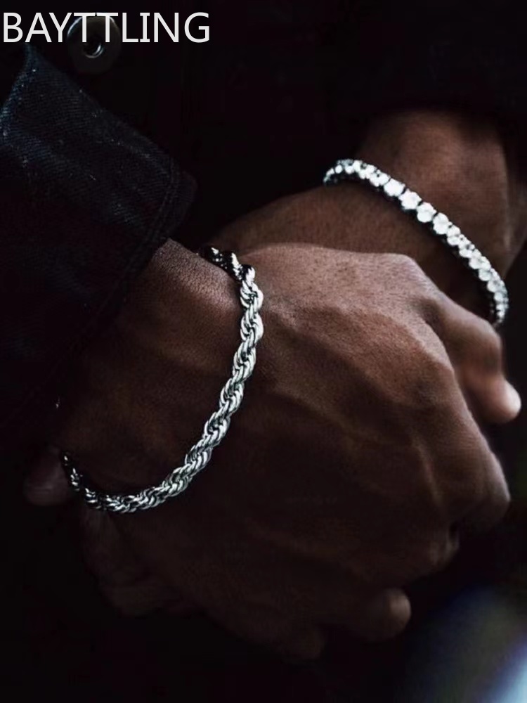 Men Accessories Chain And Bracelet - Браслет-цепочка из стерлингового серебра 925 пробы