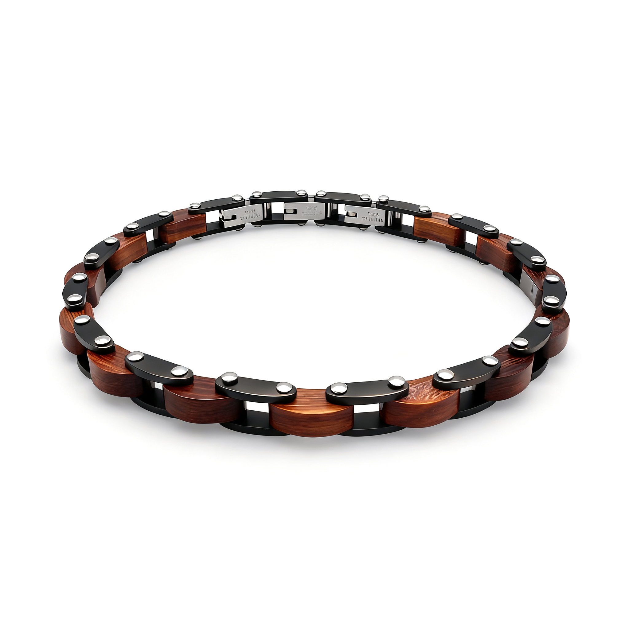 Men Accessories Chain And Bracelet - Мужской деревянный браслет Runda с цепочкой
