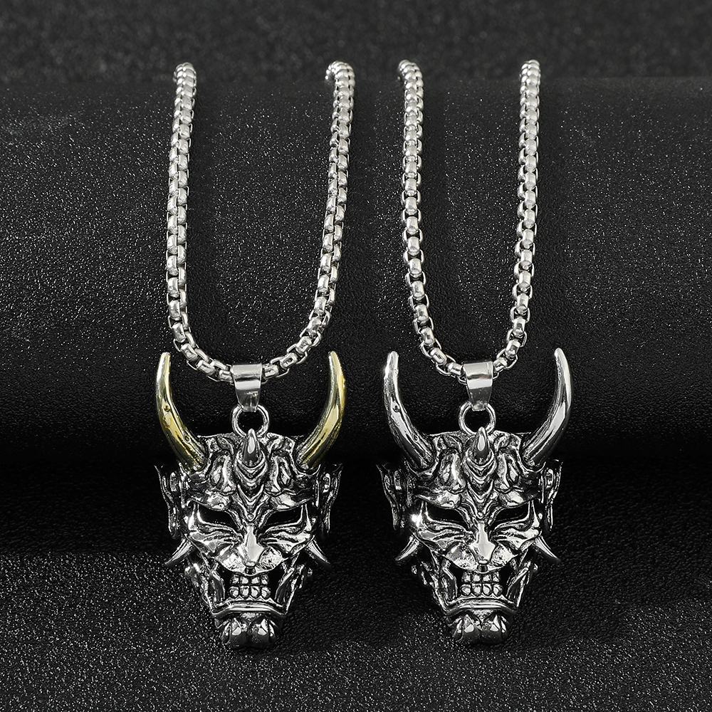 Men Accessories In Silver - Стильное ожерелье-подвеска с маской призрака, золотистого